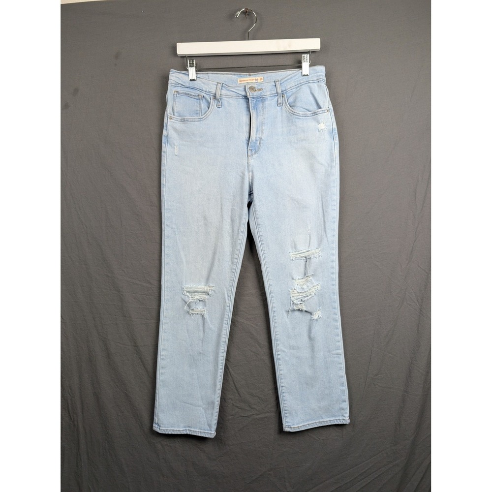 Levis 724 High Rise Straight Crop Jeans Light Wash Blue Denim Womens Size‎ 30